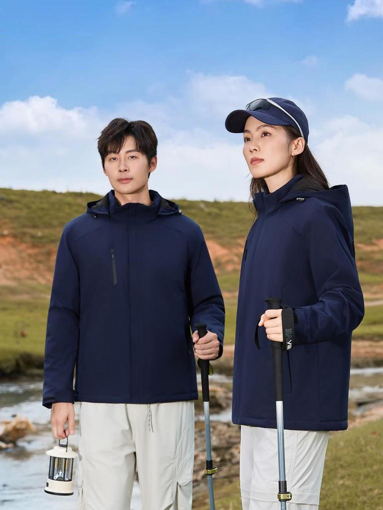 Unisex Graphene-Enhanced Windbreaker: Cotton & Velvet, Heat-Retaining, Windproof, Waterproof, Custom Embroidery