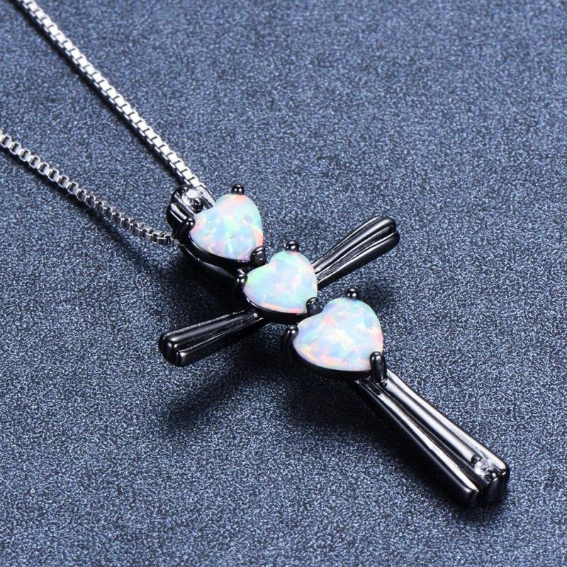 Fashion three hearts imported cross necklace fashion personality retro collarbone chain