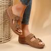 Fashion Flowers Platform Slippers for Women Summer Slip On Pu Leather Wedges Sandals Woman Comfort Non-Slip Beach Flip Flops