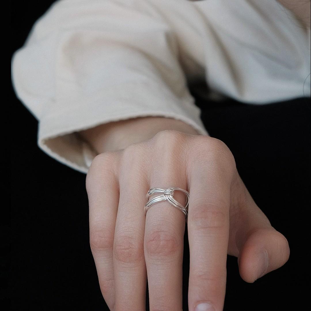 Women s Geometric Double Layer Adjustable Open Ring Adjustable Open Size