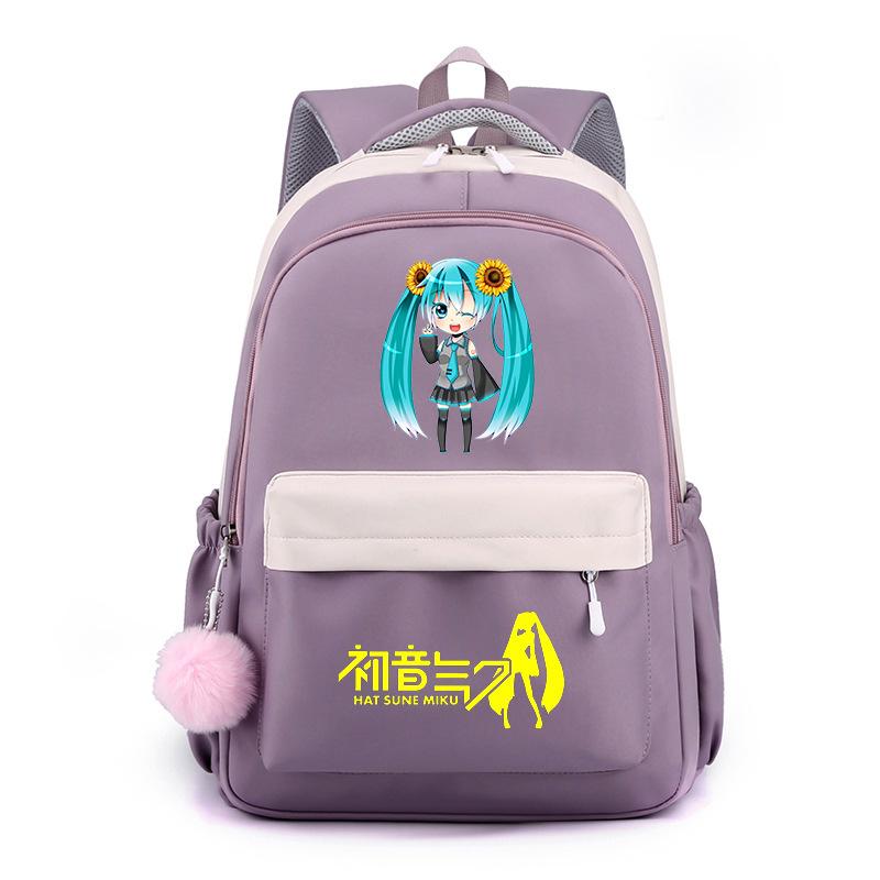 Anime Peripheral Hatsune Future School Bag Backpack Cartoon Backpack Candy Color Large Capacity Student School Bag Stationery