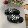 Fashion Women's Slippers Summer New Thick Bottom Baotou Metal Decorative Buckle Sandals Casual Lightweight Comfortable Non-slip Slippers