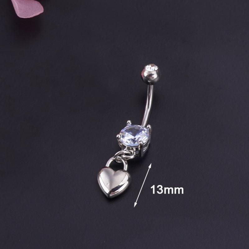 

Кольцо для пирсинга пупка Паук из нержавеющей стали с подвеской в виде сердца с цирконом для женщин, украшение для пирсинга тела