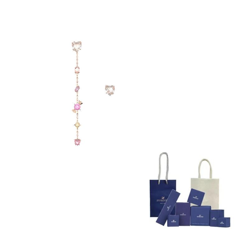 Swarovski Gema Rose Gold plated Earrings Womens F-Original Brand Box And Bag розовый