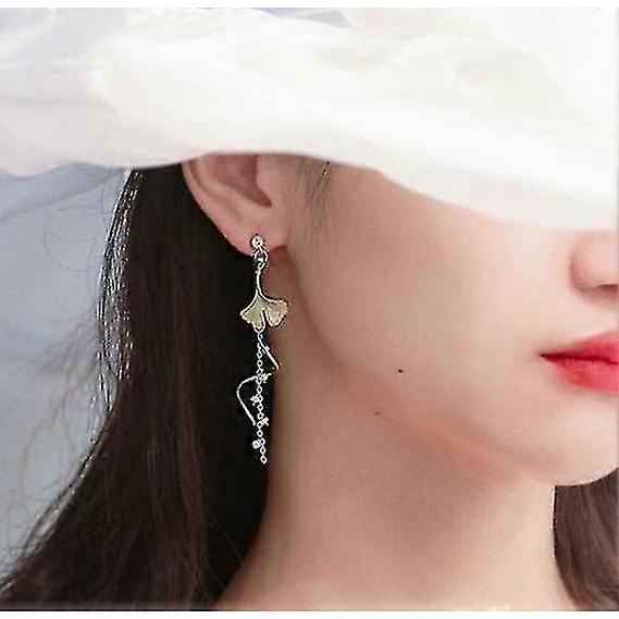 Pink Flower Dangle Earrings For Women Cute Pearl Leaf Sakura Leaf Earrings Fairy Statement Summer Refreshing Seaside Idyllic Holiday Earrings
