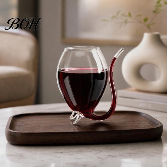 Long Mouth Wine Glass Vampire Shape Glasses, Transparent Cocktail with Drinking Tube, Novelty Smooth Taste Cup for Wine, Champagne, Juice, Home, Bar,