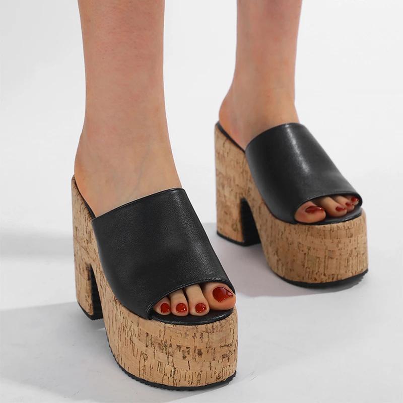 

Eilyken Летняя Мода Массивные Платформенные Каблуки-Клинки Женские Шлепанцы Уличный Стиль Квадратный Носок Слайды Женская Обувь 38 чёрный