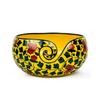 Ceramic Attractively Hand Painted Gorgeous Stoneware Yarn Ball Storage Bowl with Innovative Dispensing Curl (Medium, Yellow Shrubs)