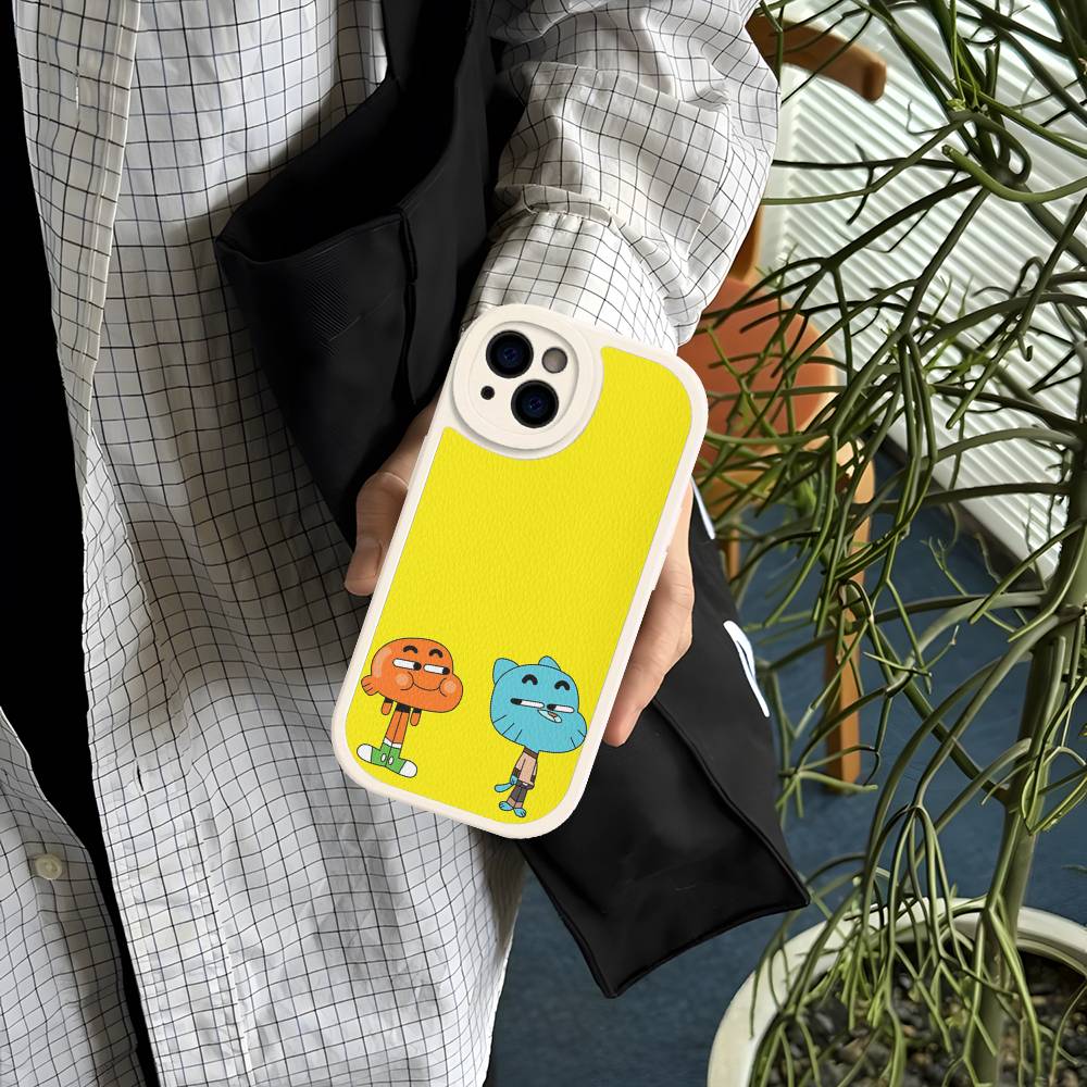 The A-Amazing World Gumball Anime Phone Cover For IPhone 11 12 13 14 15 16 Pro Max Mini Plus Soft Leather Case
