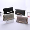 Chic Evening Pleated Sequin Clutch: Trendy Crossbody Handbag with Clasp and Chain