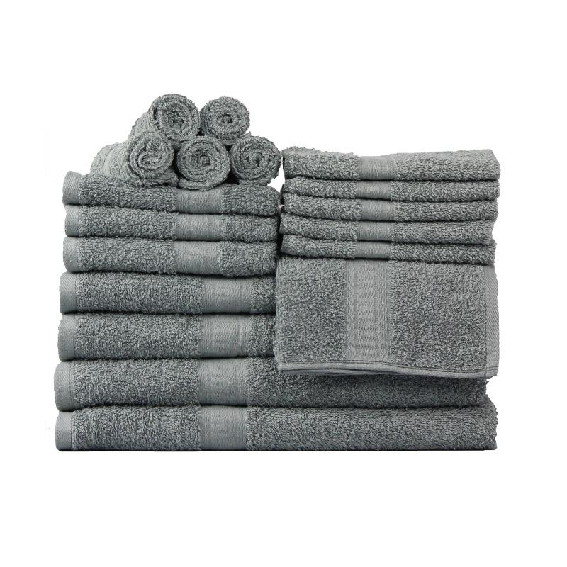 18-Piece 100% Cotton Towel Set, 4 Bath Towels, 4 Hand Towels, and 10 Face Towels, Soft and Super Absorbent