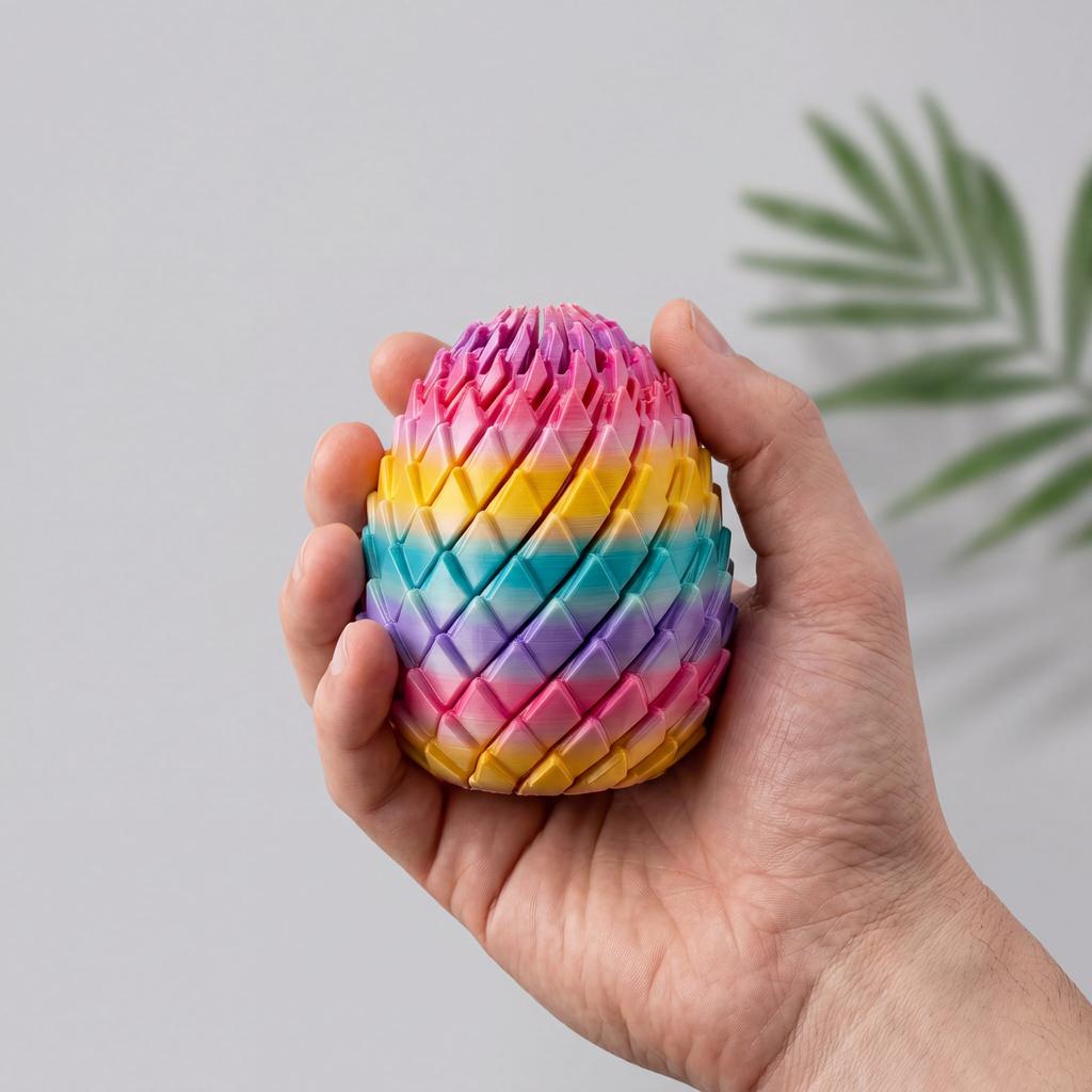 3D Printed Dragon Egg Twist and Fold Deformable Stress Relief Toy 8x7cm Durable Flexible Sensory Fidget for Focus and Relaxation