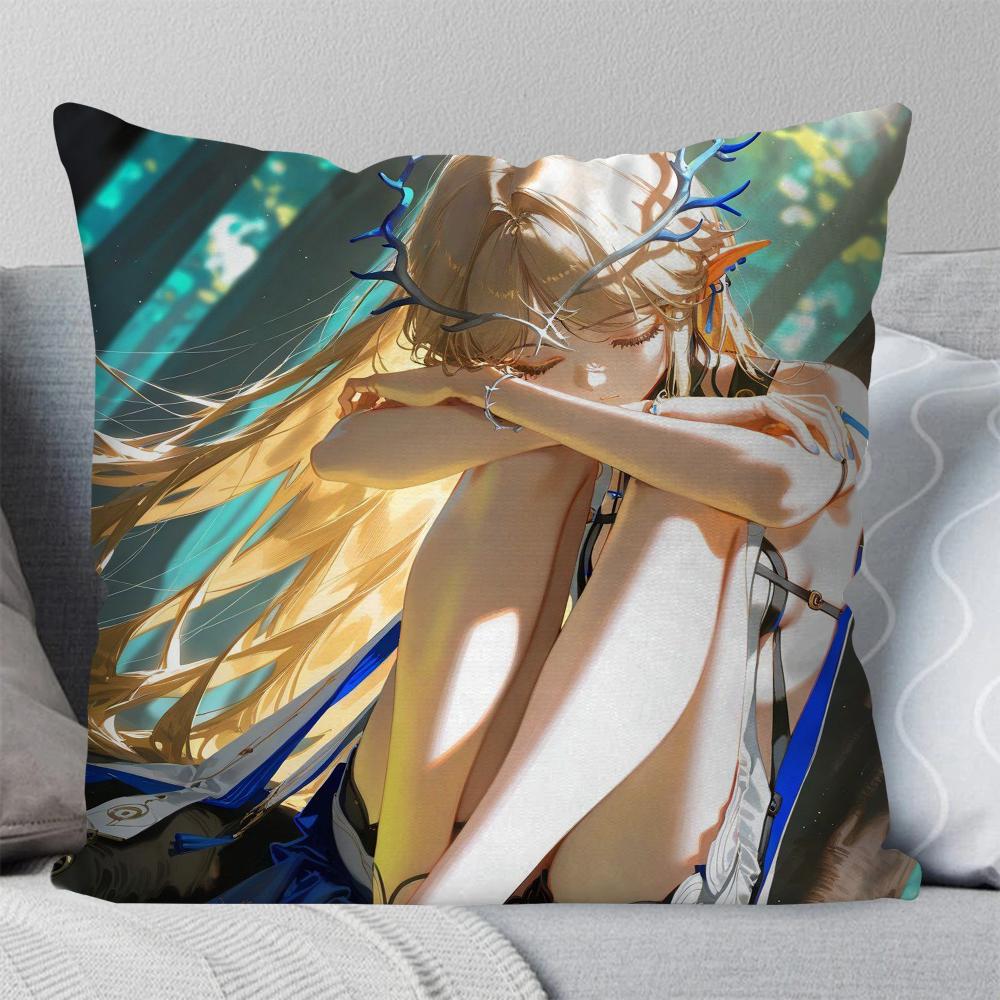 Cartethyia Anime Game W-Wuthering Waves Pillow Case Square Pillow Bedroom Sofa Leisure Comfort Living Room Home Decoration 40X40