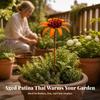 Iron Flower Stake Vintage Garden Rust-Toned for Planters, Gardeners