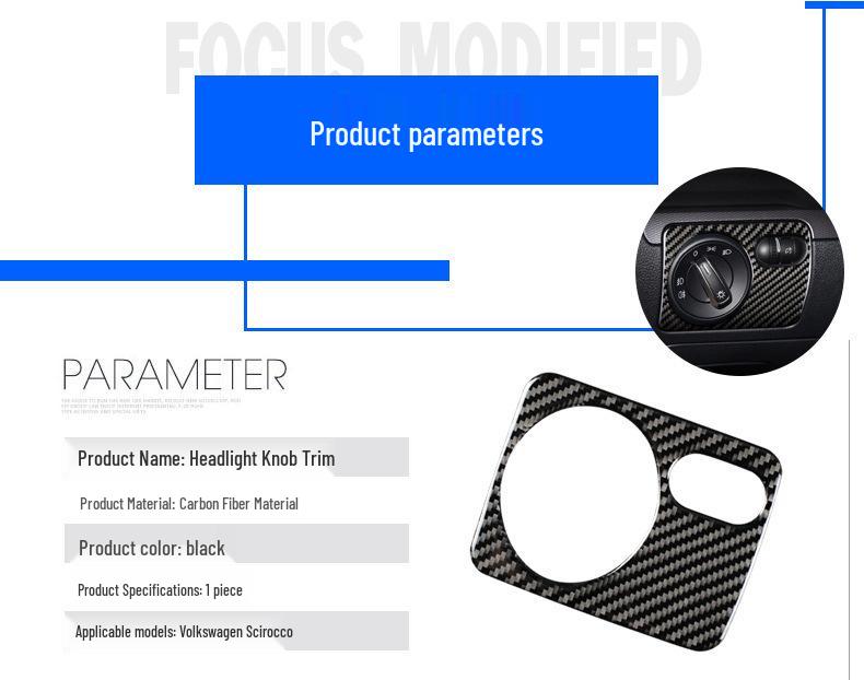 Volkswagen Scirocco Carbon Fiber Interior Headlight Switch Trim Frame Sticker