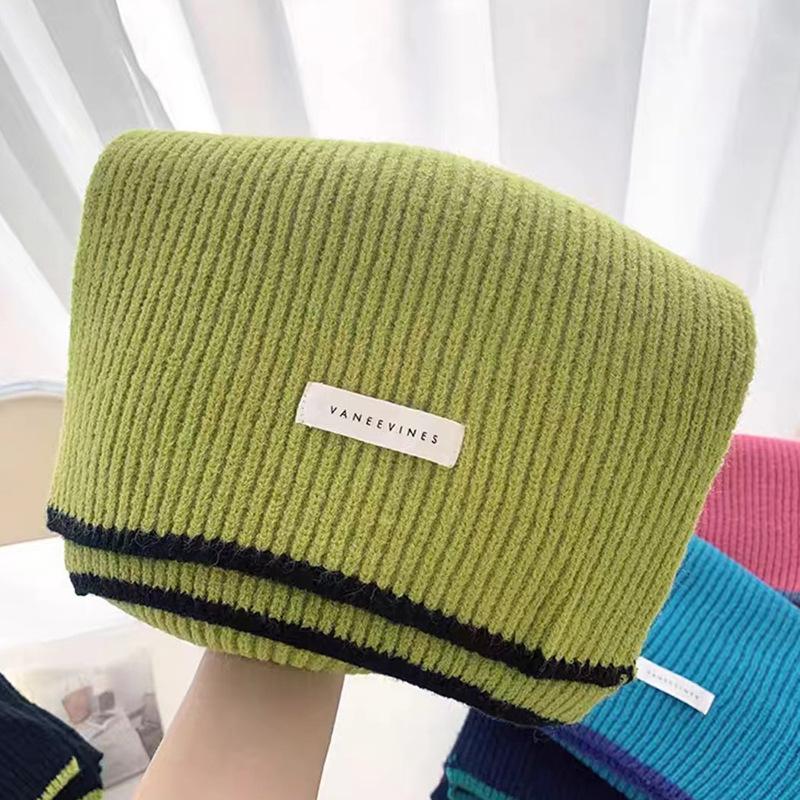 New Korean version knitted scarf imitation cashmere couple solid color multi-color women autumn and winter thickened warm atmosphere