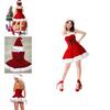 Elegant Red Velvet Sexy Women Christmas Fancy Dress Santa Claus Costume Outfit Hat