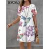 Ladies' Fashionable Round Neck Short Sleeved Dress Summer Clothing