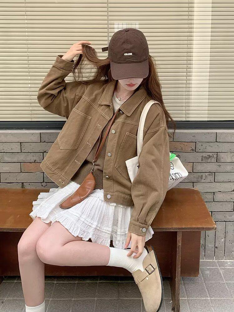 Women's Short Denim Cardigan - New 2025 Korean Style, Loose Fit, Retro, Versatile for Spring and Autumn