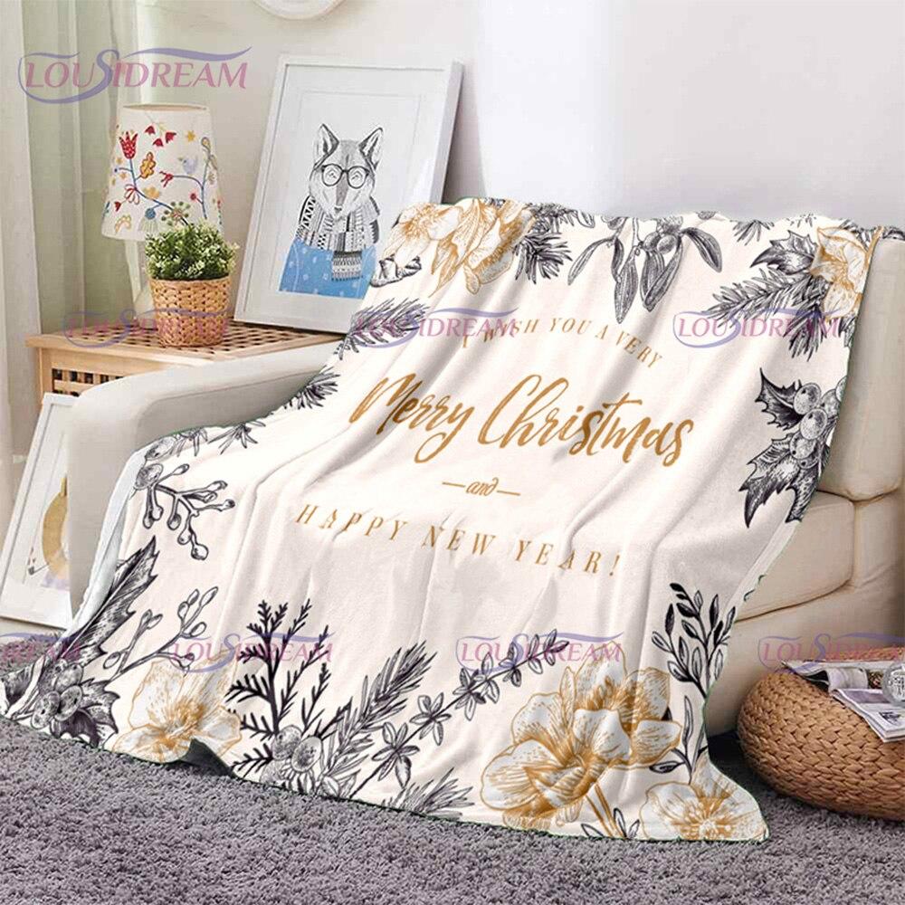 Merry Christmas Santa Claus Blanket Soft Flannel Throw Blanket for Home Bedroom Sofa Travel Office Snowflake Rest Cover Blanket