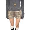 European Retro Leopard Print Lace-up Denim Shorts - Women's Y2K Low-rise Slim A-line Hot Pants