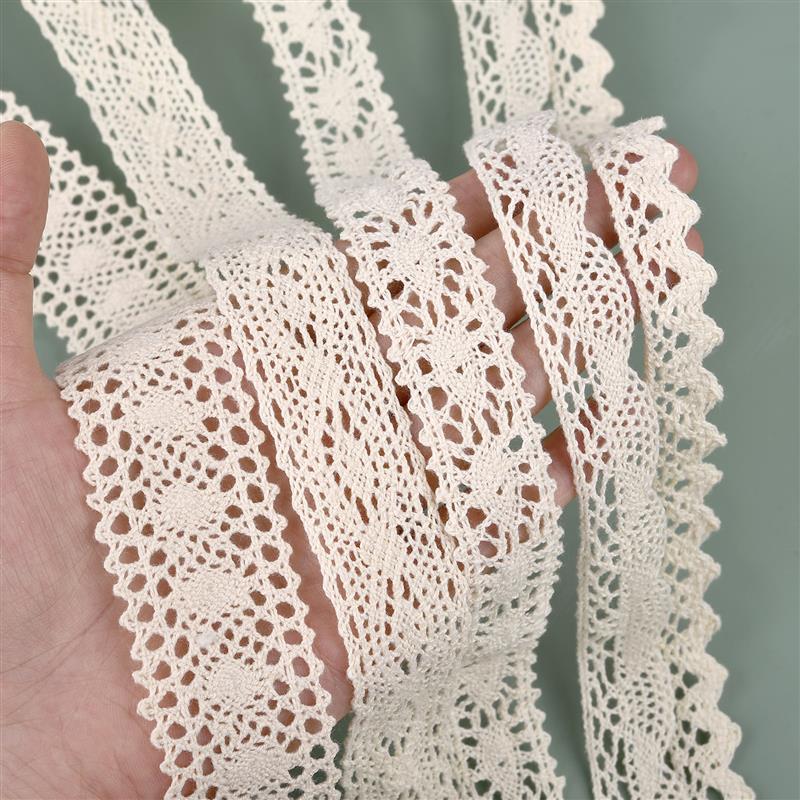 5 Yards Cotton Thread Lace Wave Woven Cotton Thread Lace Handmade DIY Clothing Curtain Materials Lace Satin Ribbon