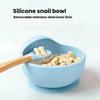 Bol en Silicone Double Couche Escargot pour Bébé avec Insert en Acier Inoxydable 304 – Qualité Alimentaire pour Nourrissons, Design Anti-Brûlure.