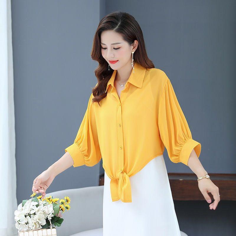Large Size Female Chiffon Shirt Outside Cardigan Summer Bow Sunscreen Clothes Air Conditioning Shirt Small Shawl Top