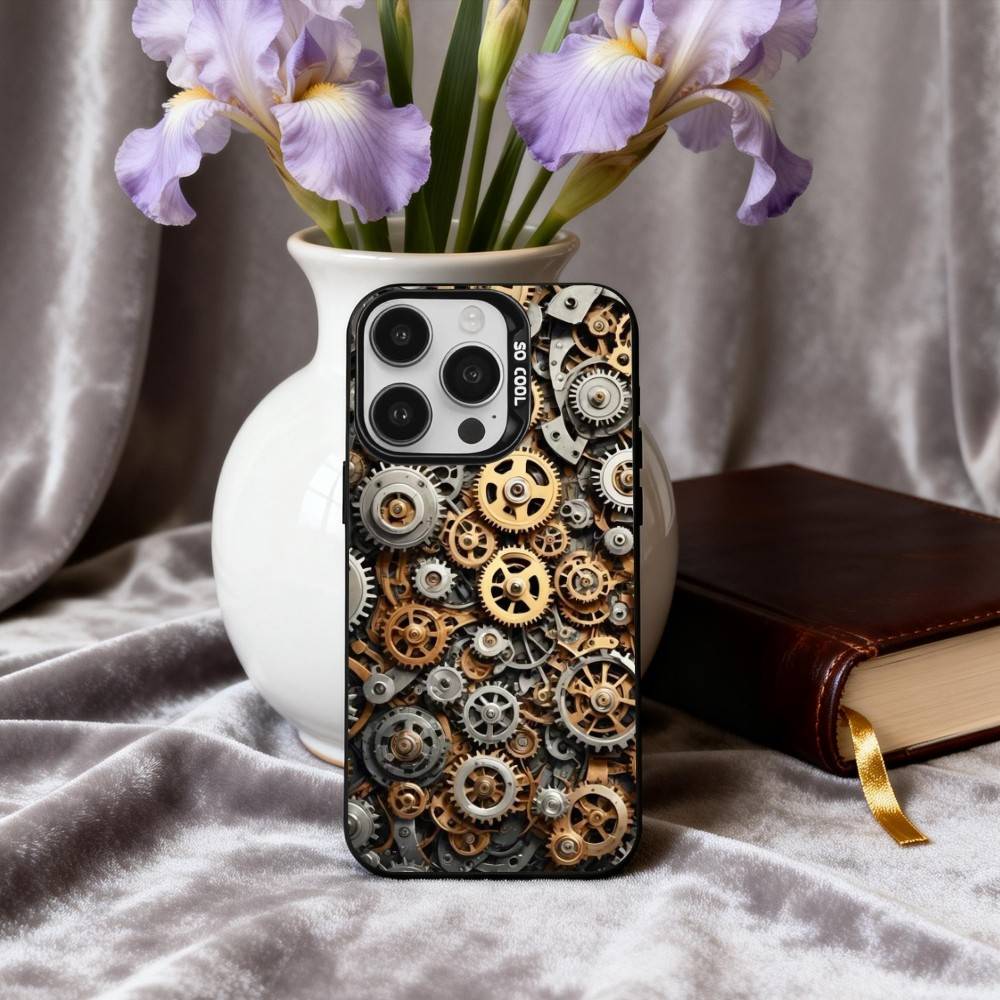 

M-Mechanical G-Gear-R Phone Case For iPhone17,16,15,14,13,12,11 Plus,Pro Max Candy Silver Plated Inside Cover iPhone12PRO