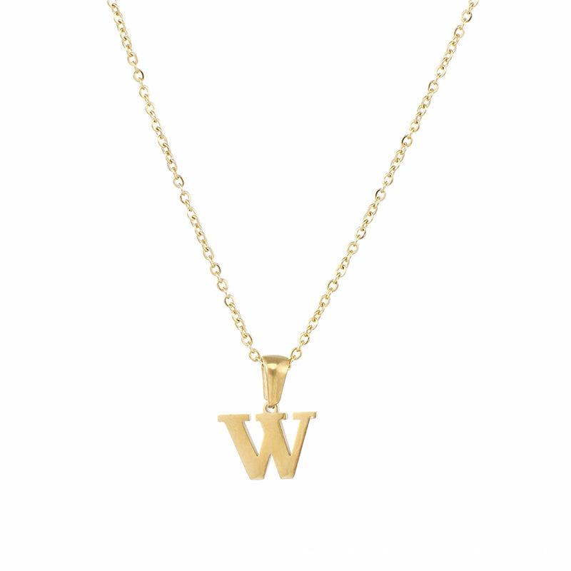 Fashionable 18k Gold Stainless Steel Mini Letter Necklace For Women Trendy Titanium Steel Pendant Necklace