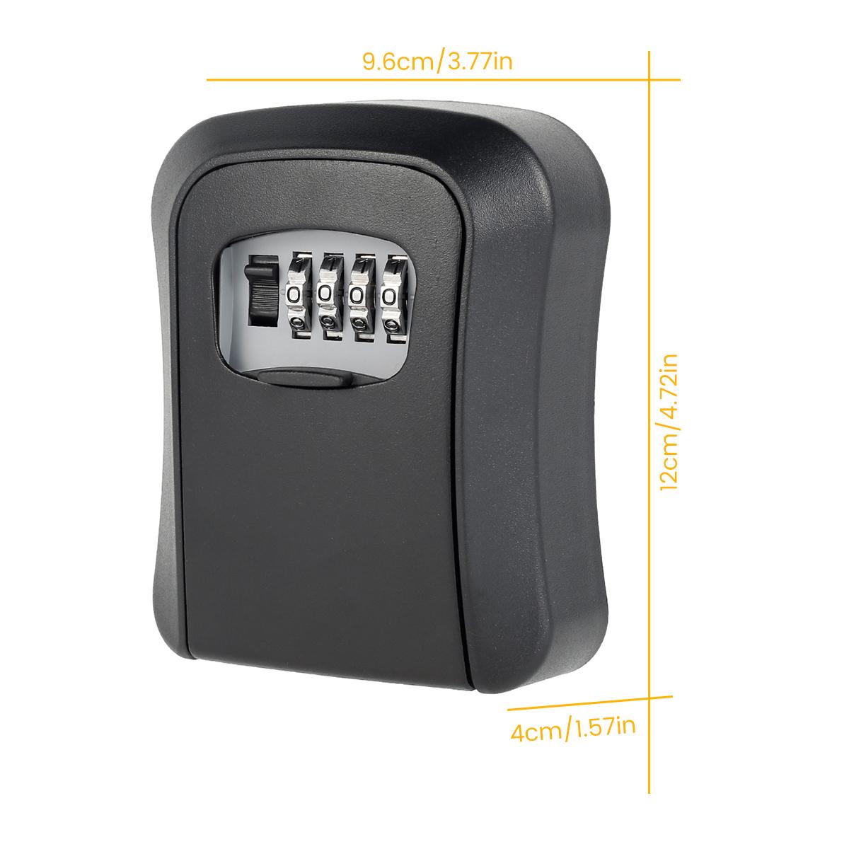 

Metal Key Lock Box Wall-mounted Key Safe 4 Digit Password Code Aluminum Alloy Security Lock No Key Outdoor Security Storage Box