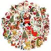 50Pcs Retro Christmas Vinyl Stickers Waterproof Stickers Set Santa Claus Snowman Theme
