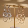Simple Round Hollow Earrings Long Chain Dangle Earrings Personality Ear Accessories Daily