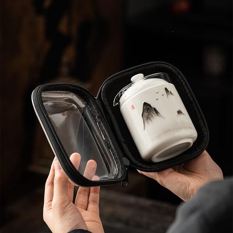 Dongyue Ink Wash Mountain Ceramic Travel Tea Set