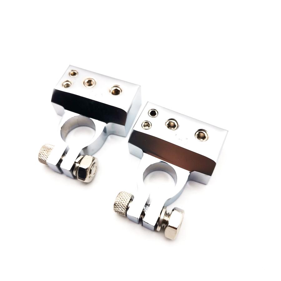 

Pair silver Tone Car Postive Negative Battery Terminals Clamp 2 4 8 Gauge Car