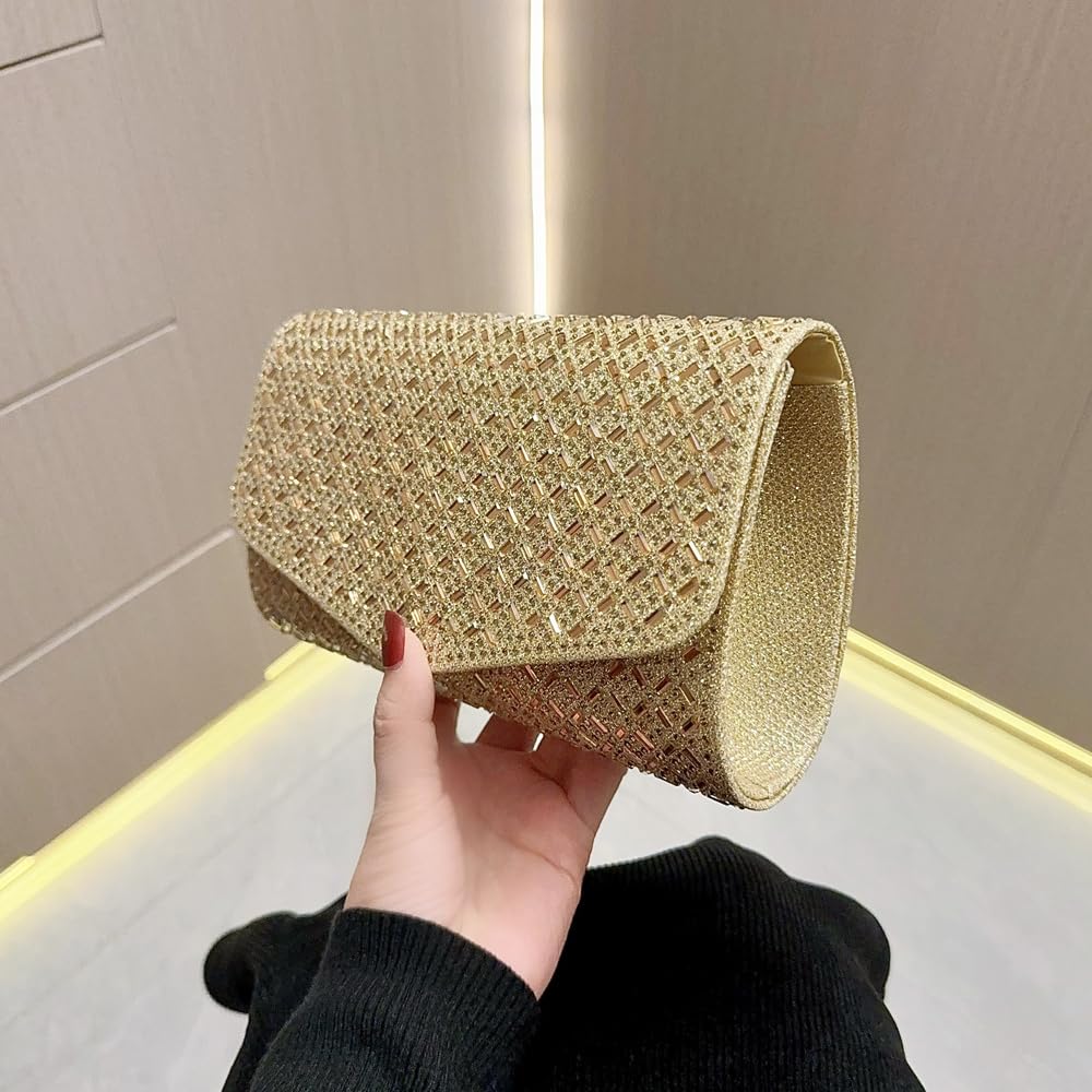 GRAXIA Cabaret Clutch Bag for Women, Party Bag, Wedding, Reception, Luxurious Beads, Gold
