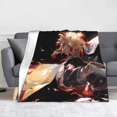 Kyojuro Rengoku Kimetsu No Yaiba Deka Samet Jaro Podzim Japonské Anime Multifunkční Přehoz na Pohovku Ložnici Prošívaná Deka
