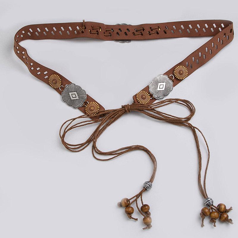 

Bohemian Belt Hollow Accessories Ethnic Style Belt Ultra-fiber Soft Vacation Natural Texture Women s Waist Rope