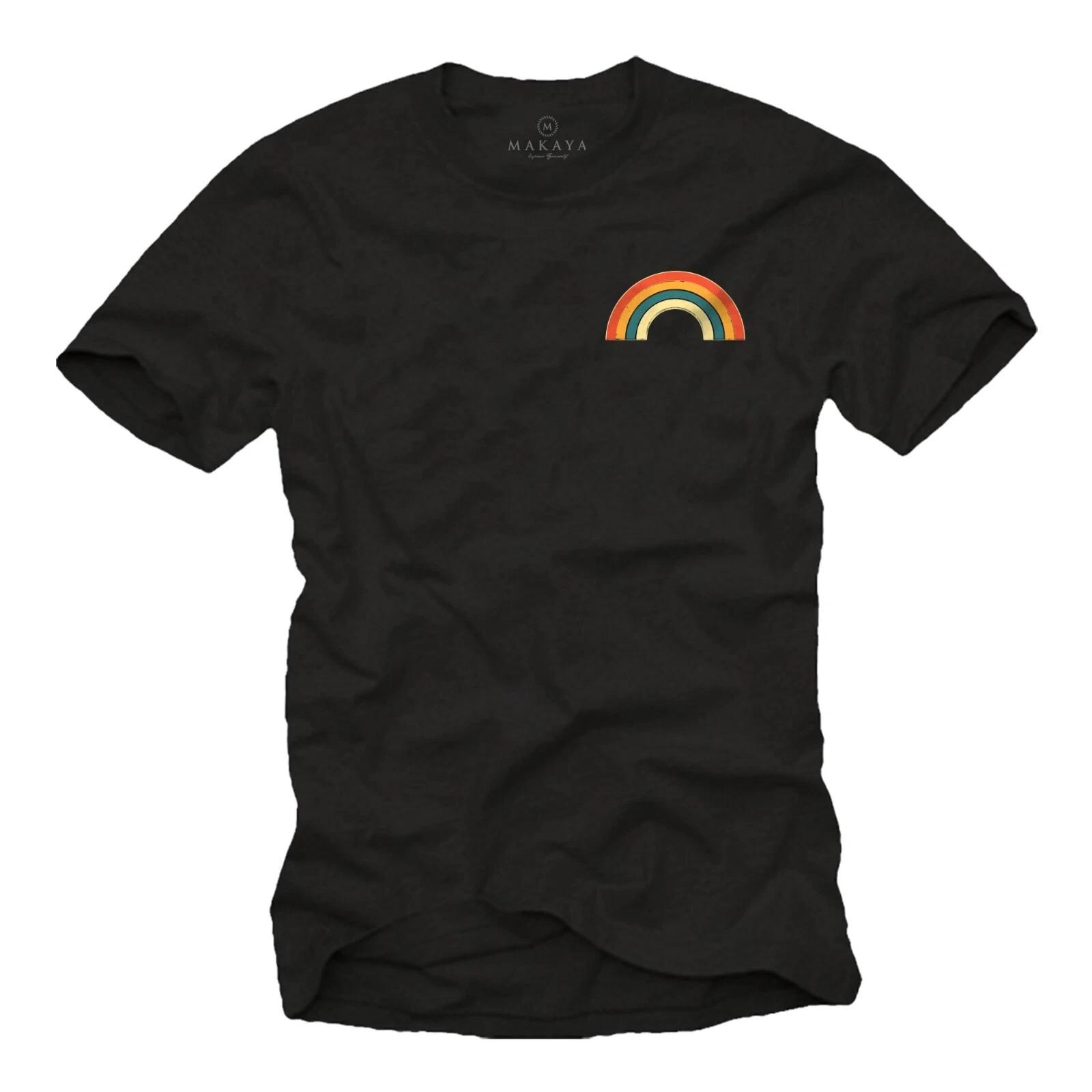 

Mens Rainbow T-Shirt for Men - Vintage Retro Style 80s Design Gay- M