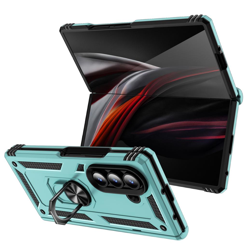 Armor Phone Case for Samsung Galaxy Z Fold 7 6 5 Fold7 Fold6 Fold5 Sockproof Ring Holder Hinge Protection Hard Plastic Cover