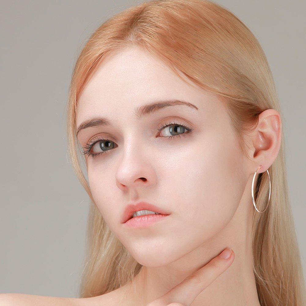 92.5 Sterling Silver Daily Simple Fashion Pipe Ring Silver Earrings 30mm