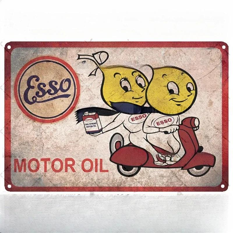 Mike86 ESSO Tiger PIN UP Vintage Metal Tin Signs Man Cave Oil Shop Posters Decoration LTA