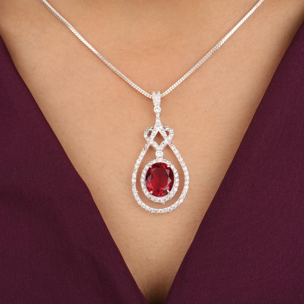Natural Pink Rubellite Gemstone 925 Sterling Silver Jewelry  Zircon Pendant CZP-6-12