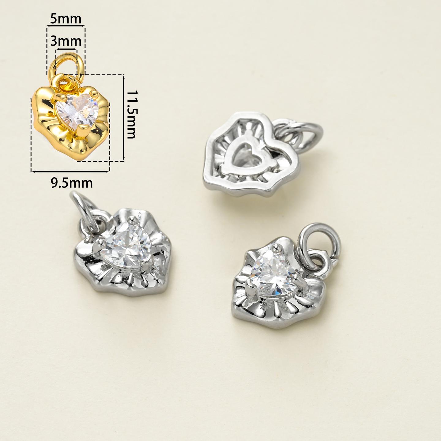 

2Piece/Pack 18K Gold Color Plated Heart Charms Pendants with Zircon for DIY Bracelet Necklace Jewelry Making Accessories платиновий