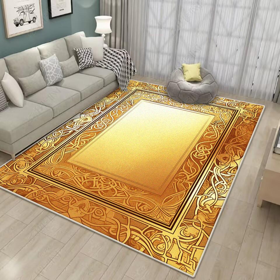 Luxusní Zlatý KOBEREČ PRO OBÝVACÍ POKOJ Pratelný Domácí Dekorace Luxusní Moderní Koberce do Velké Místnosti Protiskluzový Koberec do Obývacího Pokoje Podložka pod Konferenční Stolky