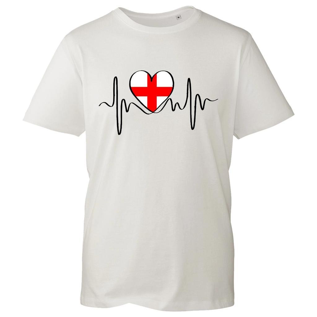 St George Day Heart Beat T-Shirt, Cross Religiuos England Celebration Tee Top