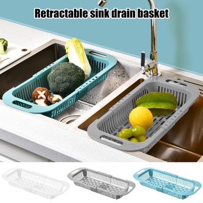 Retractable Drain Basket Over-the-sink Multifunction Food Grade Extendable Fruit Vegetable Washing Drainer Colander Strainer Bowl Tableware Container