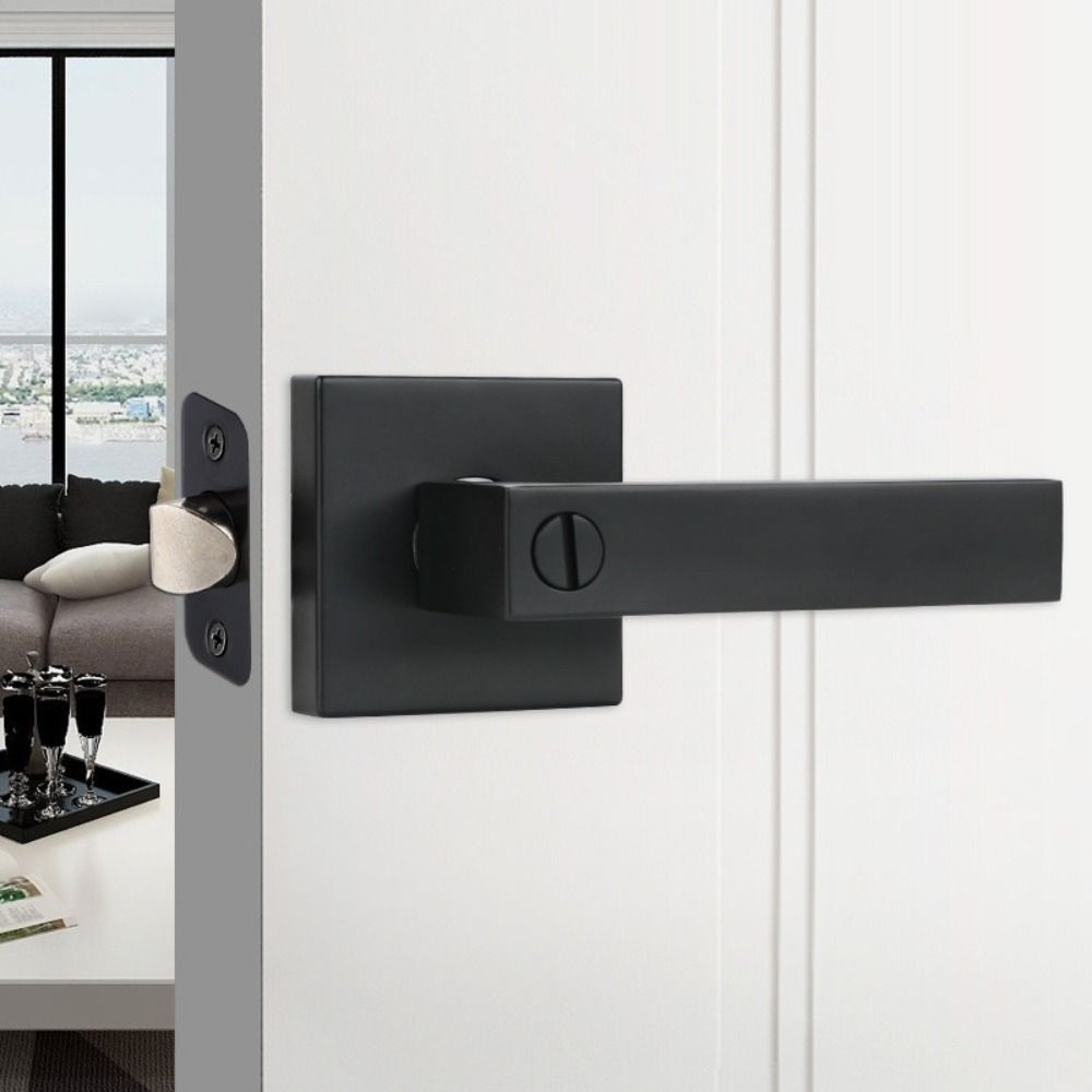 Aluminum Alloy Three-Bar Door Lock Square Furniture Hardware Three-pole Handle Lock with Keys Modern Style