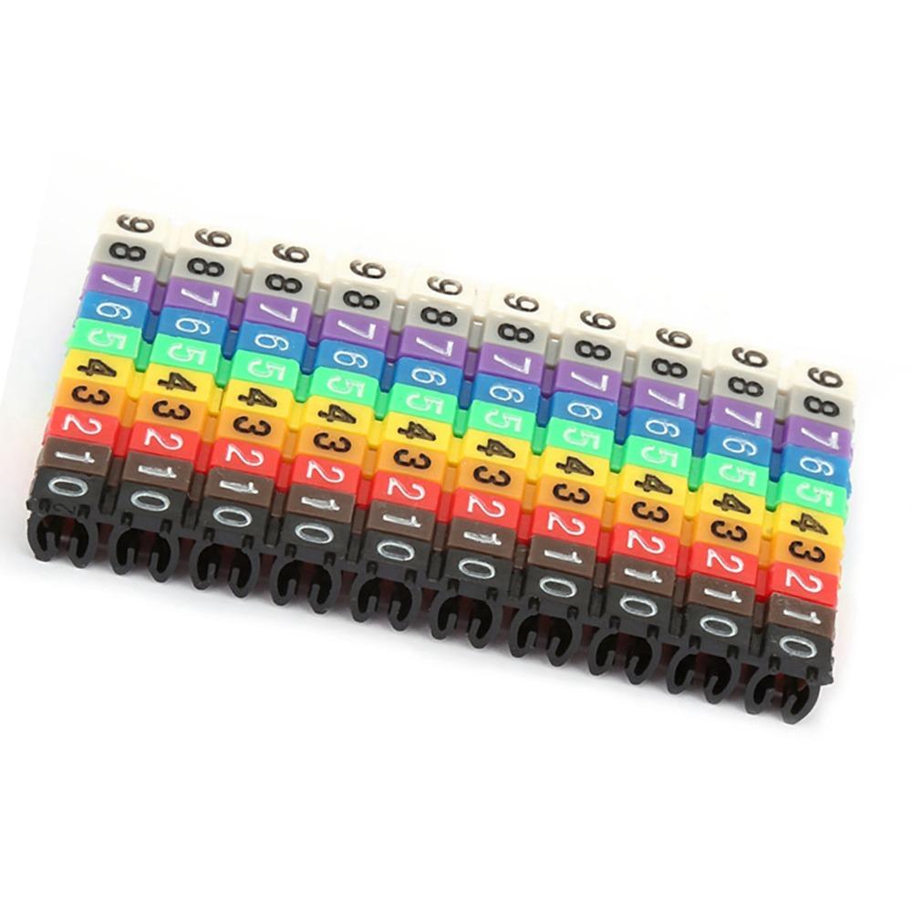 100PCS Snap-fit design Wire Number Label Plastic Materia Wire Label Tube Cable Marker Wire Marking