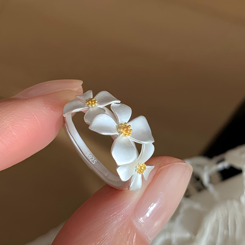 PANJBJ 925 Silver Frosting Geometry Ring for Women Wide Texture Versatile Handmade Ins Jewelry Gift